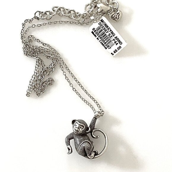 NWT Brighton Monkeying Around Collectible Pendant Necklace Silver Plated - Picture 1 of 5